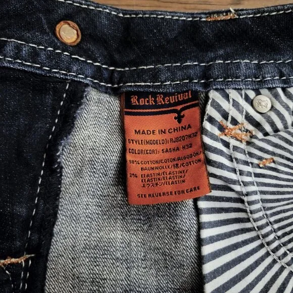 Rock Revival SASHA H32 Shorts Women's Size 29 Bling Pocket Flaps Thick Stitch - Picture 6 of 15